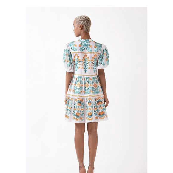 Celina Moon Dress Womens Medium Floral Boho Puff Sleeve Tiered Summer Resort - Picture 10 of 10